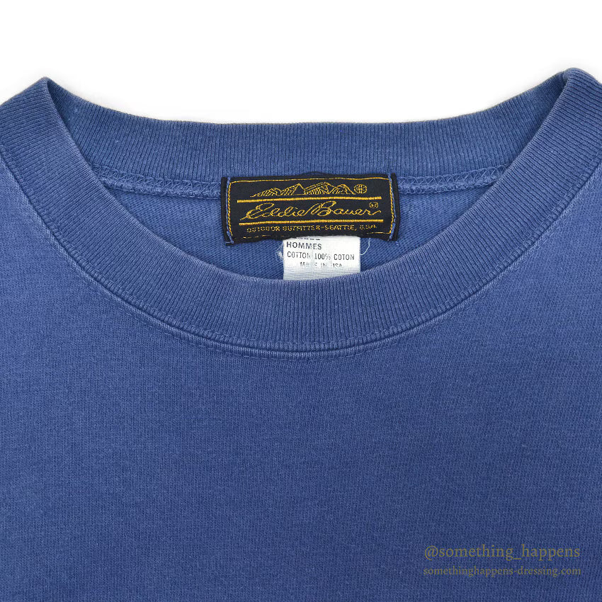 1980's EDDIE BAUER BLUE POCKET L/S TEE ... L