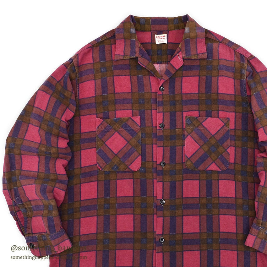 1960's BIGMAC PRINT FLANNEL SHIRT RARE COLOR... L