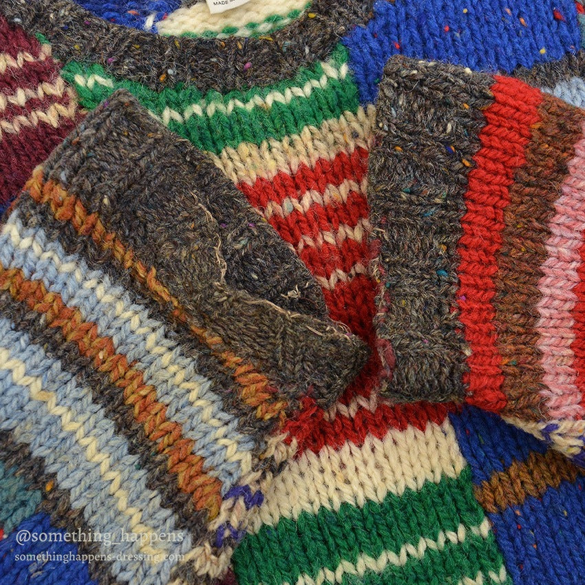 1990's J.CREW MULTI-COLOR WOOL KNIT SWEATER... M