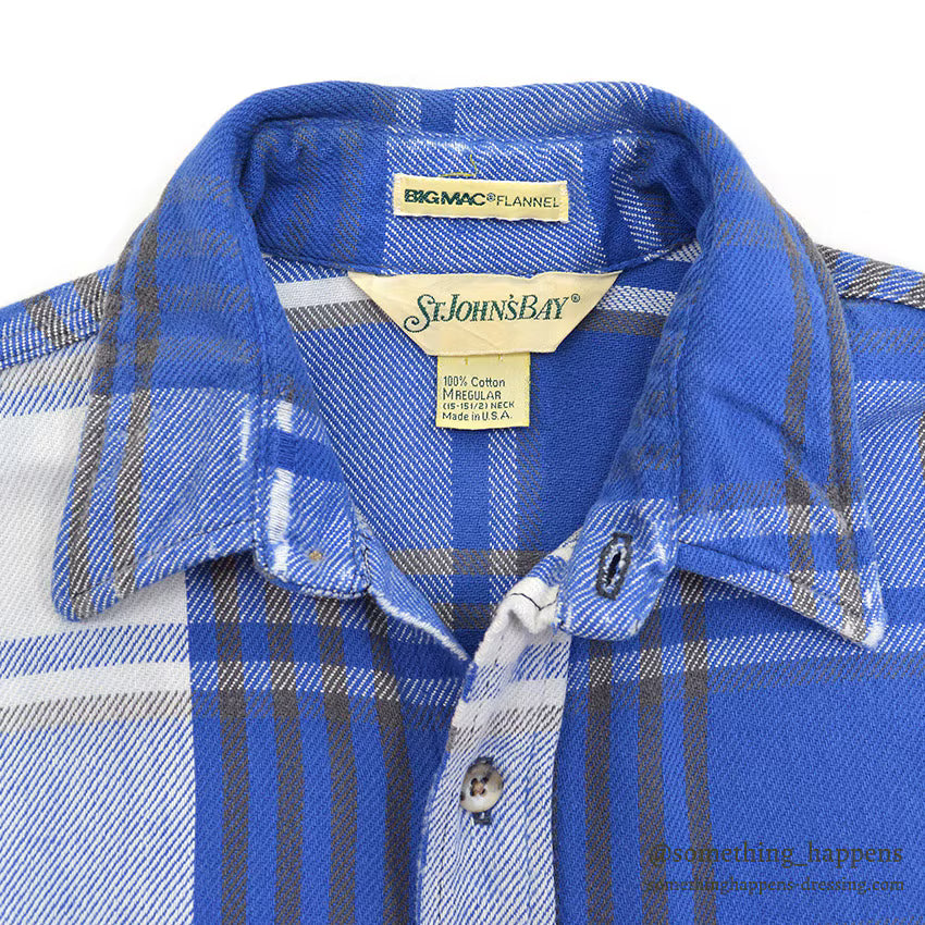 1980's ST JOHN'S BAY BY BIGMAC FLANNEL SHIRT / BLEACH... M