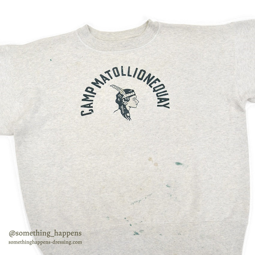 1950's CHAMPION RUNNER TAG INDIAN HEAD FLOCK PRINT SWEAT SHIRT ... L