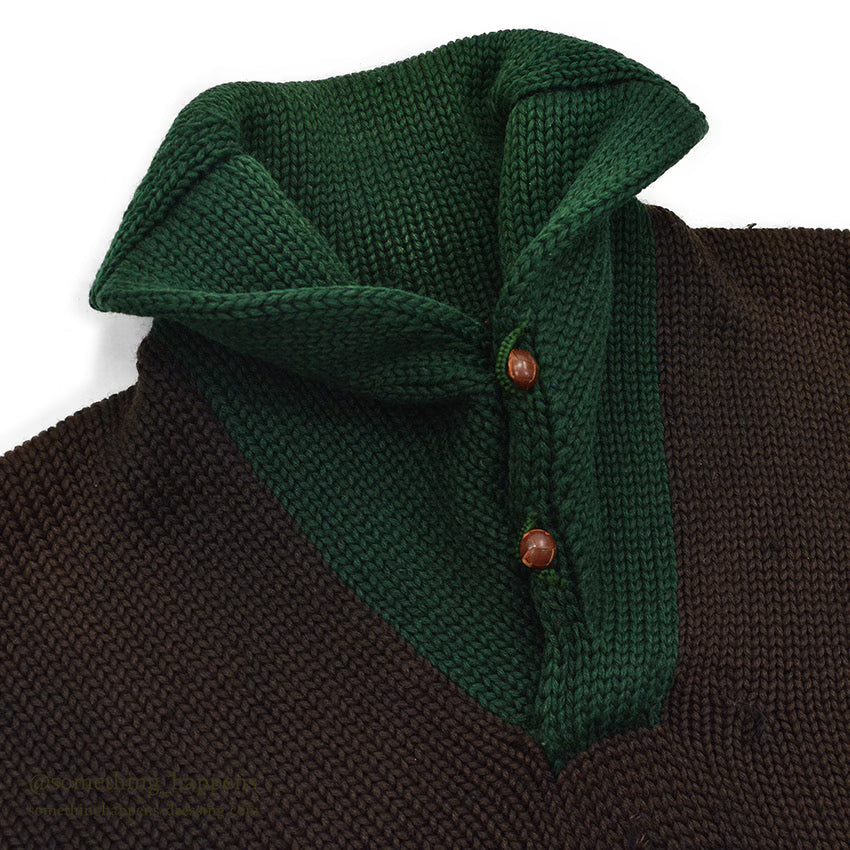 1930's Oakes Bros TWO-TONE SHAWL COLLAR SWEATER...