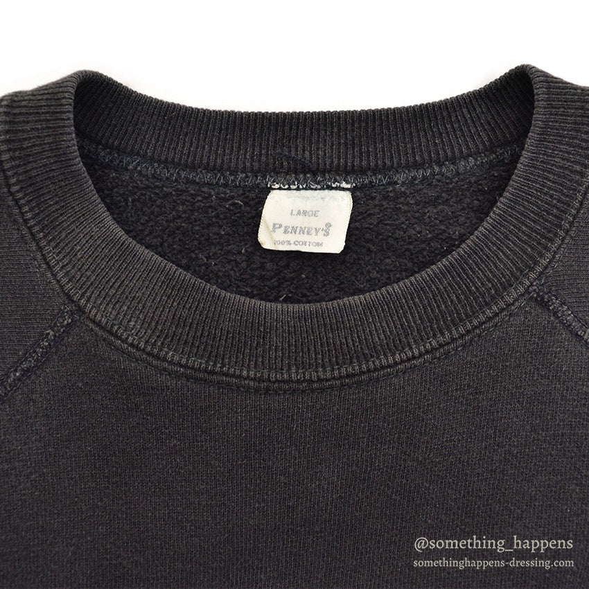 1960's PENNEY'S BLANK S/S SWEAT SHIRT / BLACK ... L