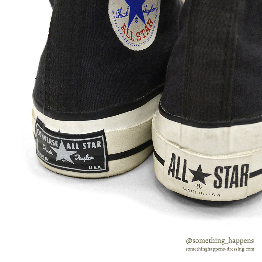 1970's~ DEADSTOCK CONVERSE CHUCK TAYLOR HI BLACK / DIFFERENT AGES... 7 1/2