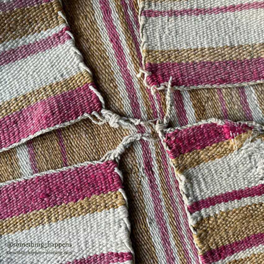 c.1930's NAVAJO RUG PINK STRIPE SINGLE SADDLE BLANKET RARE COLOR ... 77cm/73cm
