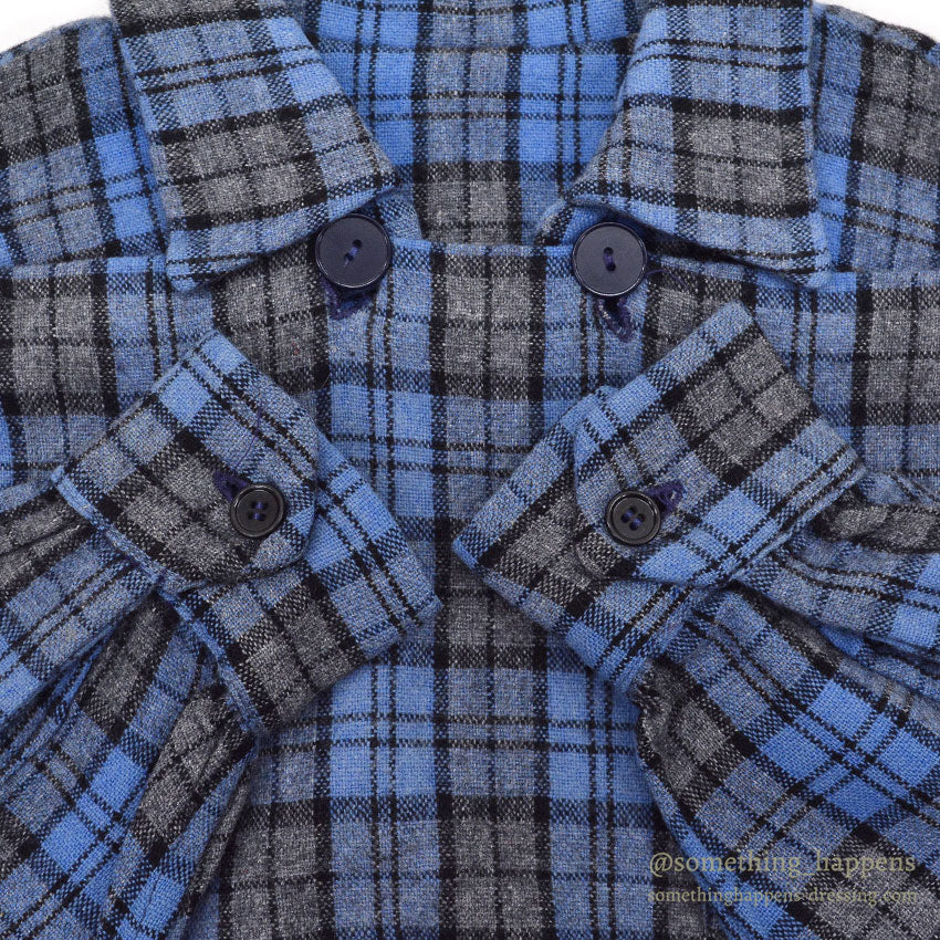 1950's~ UNUSUAL PULLOVER PLAID WOOL SHIRT...
