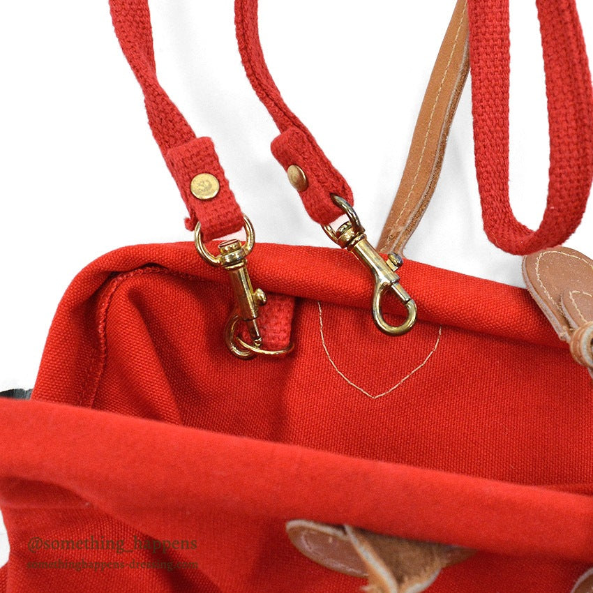1980's~ DEADSTOCK BANNER HOUSE CANVAS BAG / LEATHER HANDLE...