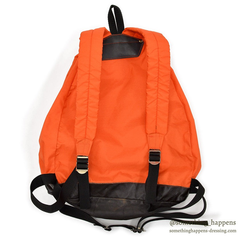 1970's EDDIE BAUER ORANGE NYLON/LEATHER RUCK SACK...