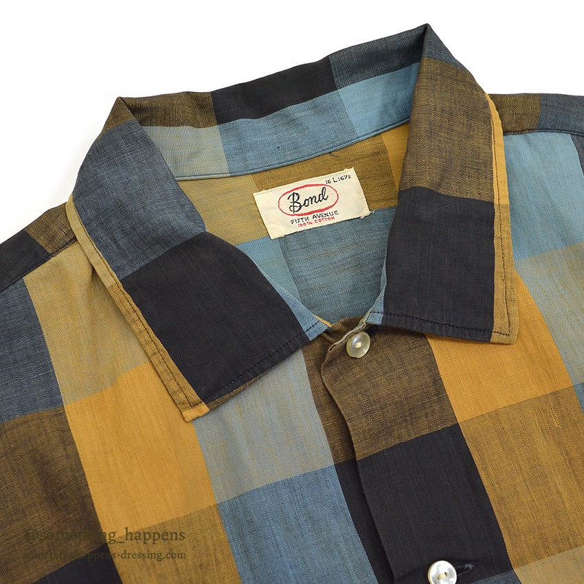 1960's BOND FIFTH AVENUE BLOCK PLAID SHIRT...L
