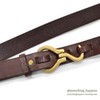 1980's~ ORVIS BRASS HOOK LEATHER BELT / BROWN...