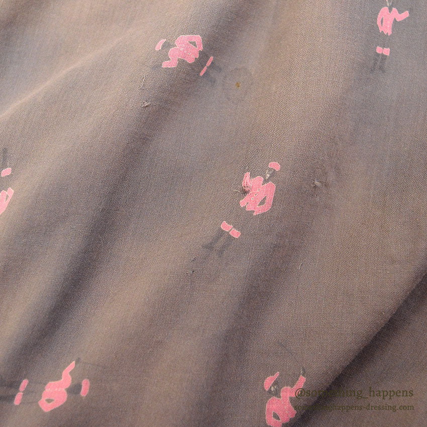 1950's GRAY/PINK JOCKEY PRINT S/S SHIRT ... M