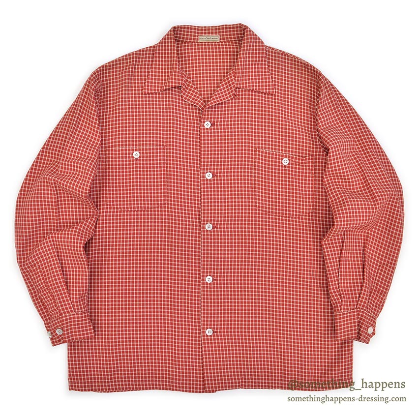 1950's LANELLA WEEKENDER RED/WHITE PLAID SHIRT ... ML