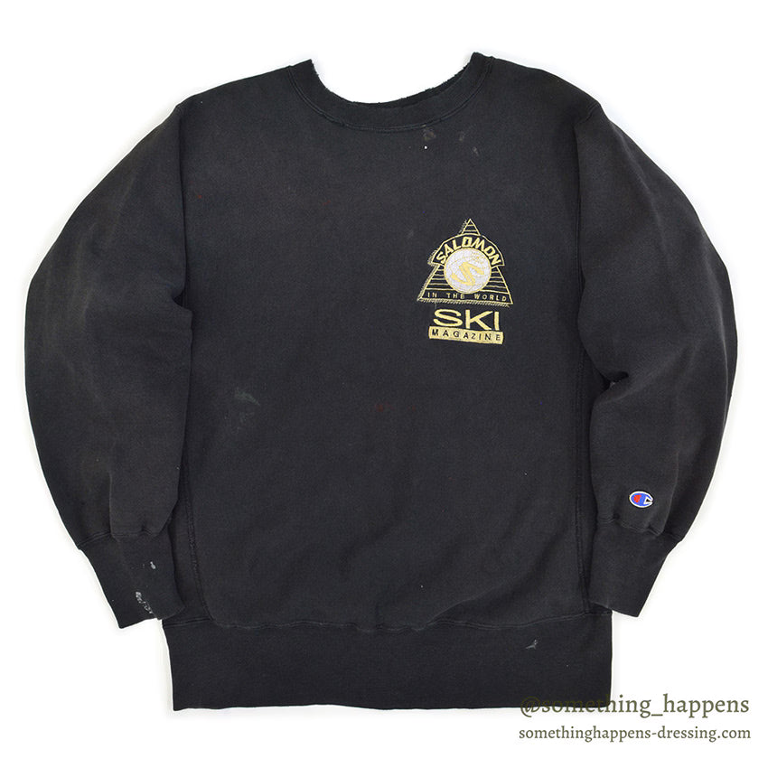 1990's CHAMPION SALOMON REVERSE WEAVE SWEAT SHIRT / BLACK ... L