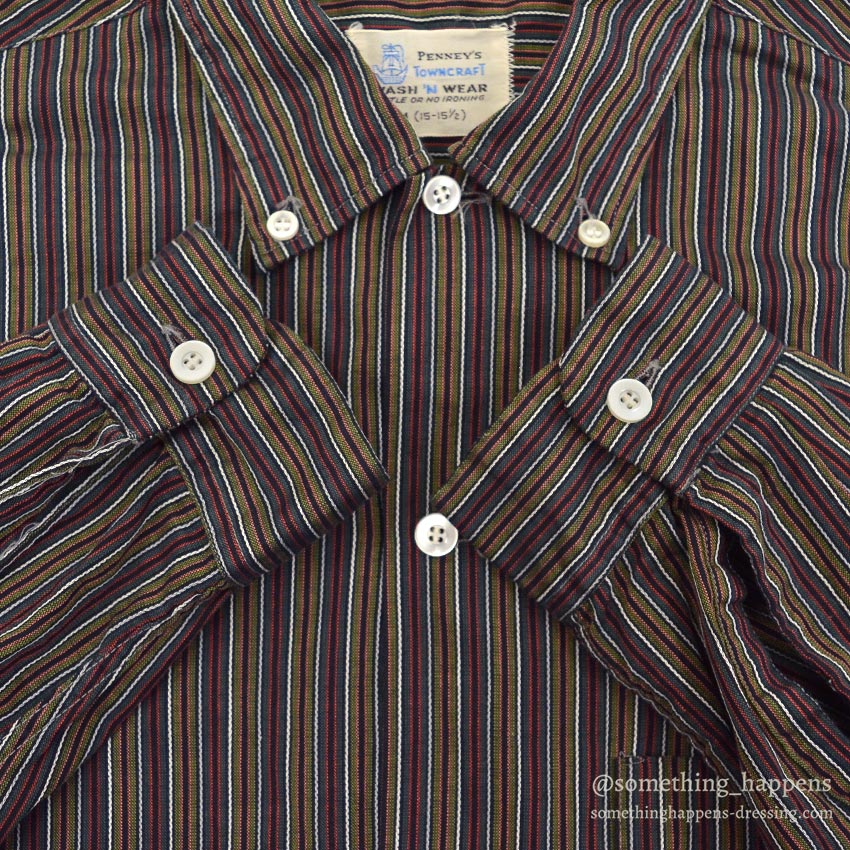 1960's TOWNCRAFT MULTI STRIPE B/D SHIRT...M
