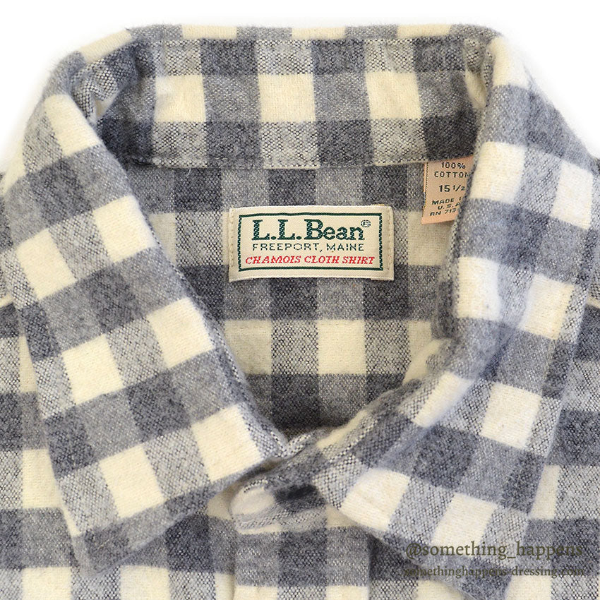 1990's LLBEAN SMALL BLOCK PLAID CHAMOIS CLOTH SHIRT... 151/2