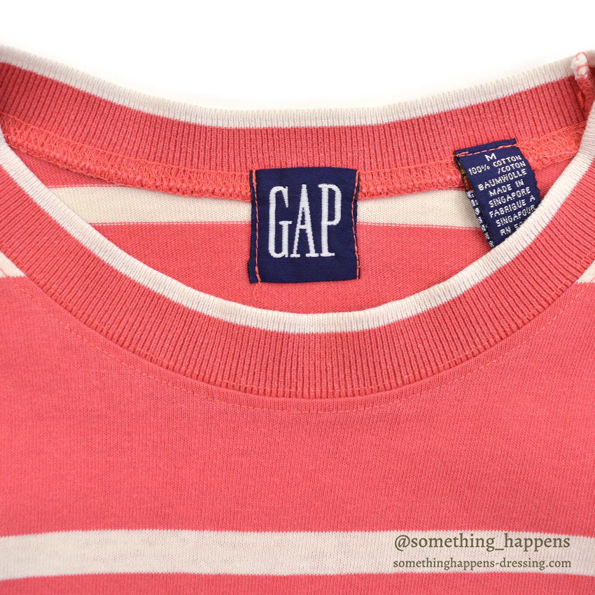 ~1990's GAP PINK/WHITE STRIPE COTTON T-SHIRT ... M