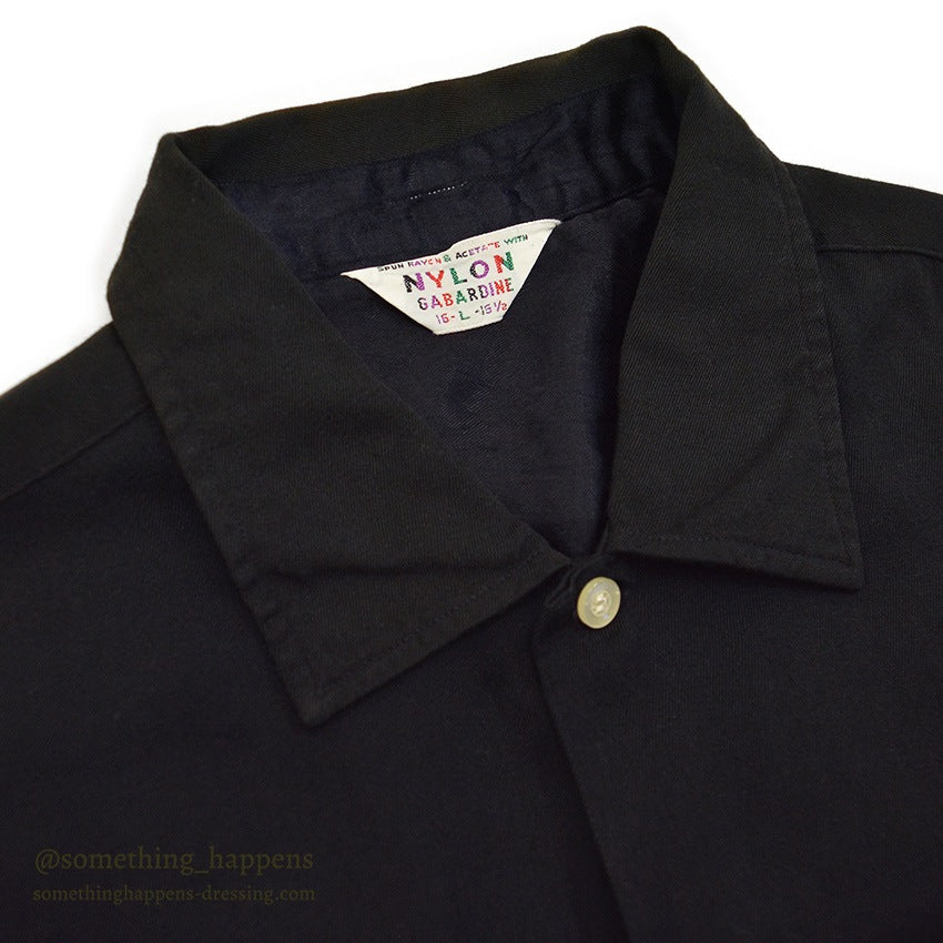 ~1960's BLACK RAYON GABARDINE SHIRT...L
