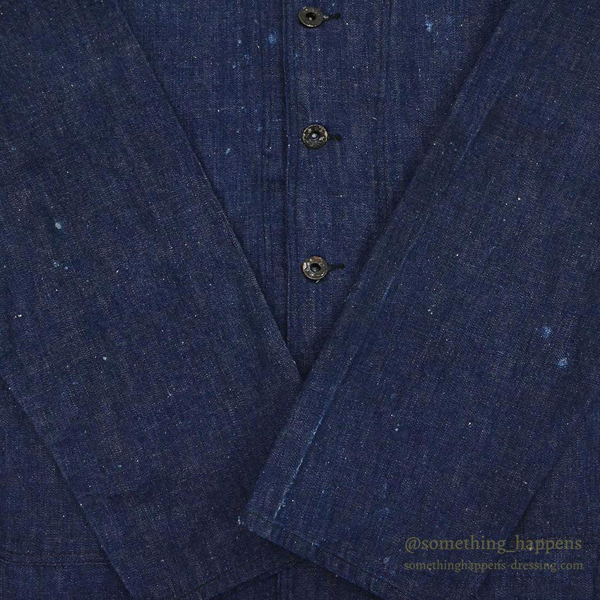 1940's USNAVY WW2 SHAWL COLLAR DENIM JACKET / DARK AND DAMAGED...