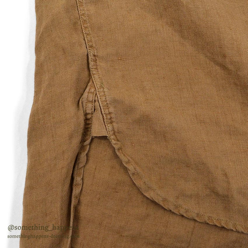 1990's J.CREW BROWN LINEN B/D SHIRT ... M