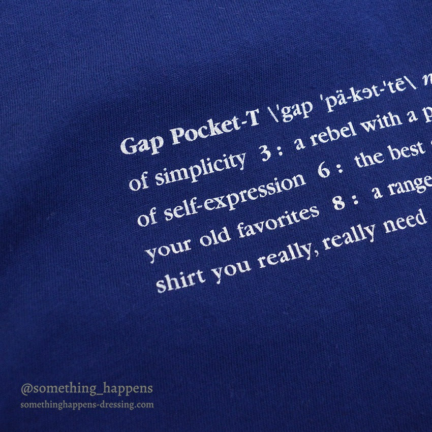 1990's~ GAP BACK PRINT POCKET T-SHIRT / BLUE ... M
