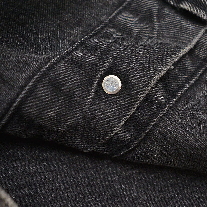 1980's Levi's 70507-0253 ACID WASH BLACK DENIM VEST / CHOPPED ... M