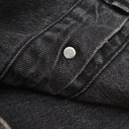 1980's Levi's 70507-0253 ACID WASH BLACK DENIM VEST / CHOPPED ... M