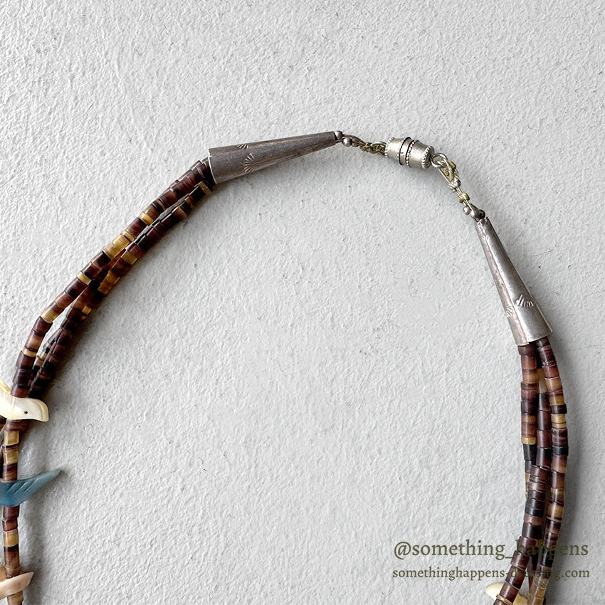OLD ZUNI FETISH NECKLACE / 3 STRAND...