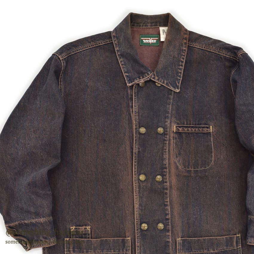 1990's DRIVER DOUBLE-BREASTED DENIM COVERALL...M