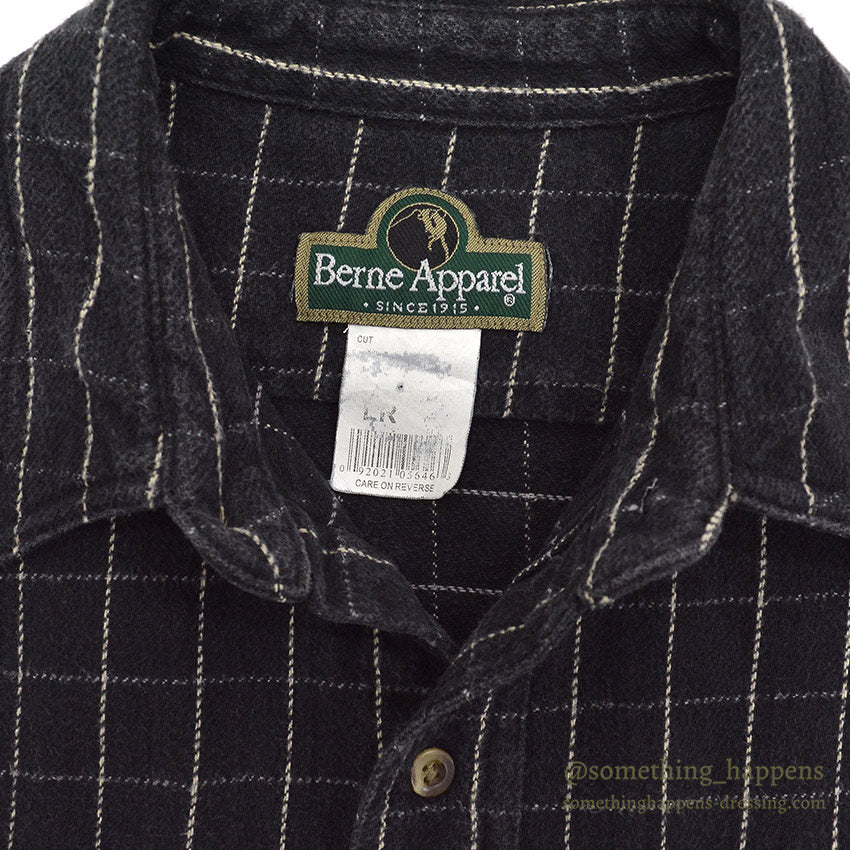 1990's BERNE BLACK COTTON HEAVY FLANNEL SHIRT... L