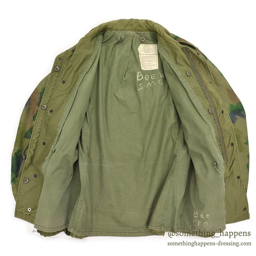 1970's M-65 USN MIUW-604 HAND PAINTED CAMO FIELD JACKET WITH LINER... MR