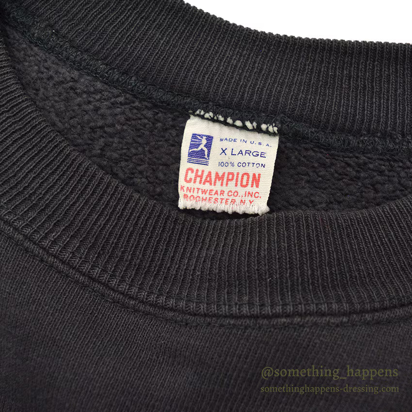 1960's CHAMPION UWM FLOCK PRINT SWEAT SHIRT / BLACK...XL