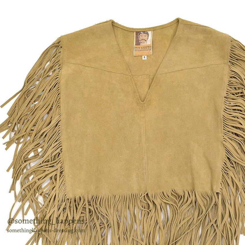 1970's GALLAGHERS SUEDE LEATHER FRINGE PONCHO...S
