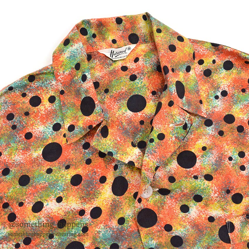1960's HARWOOD POLKA DOTS UNUSUAL PRINT PAJAMA SHIRT...