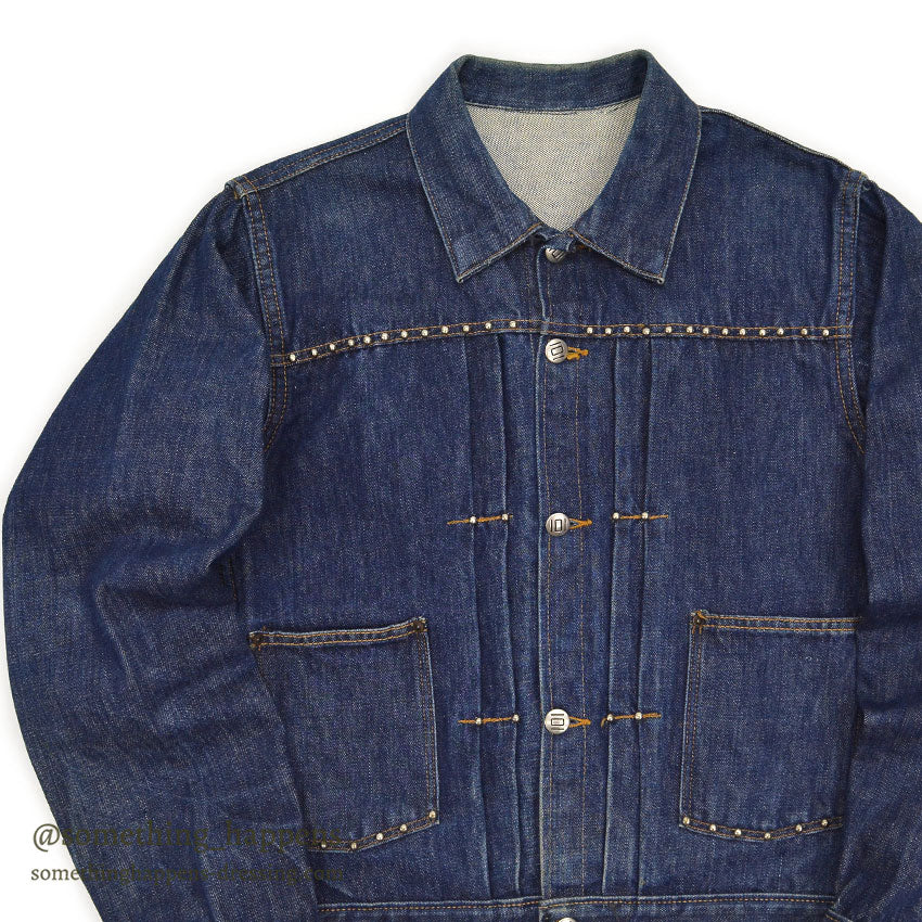 1940's~ MONTGOMERY WARD 101 BUCKLE BACK DENIM JACKET / COOL STUDS...