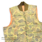 1960's~ CAMO / ORANGE REVERSIBLE NYLON PADDED VEST / FADED...