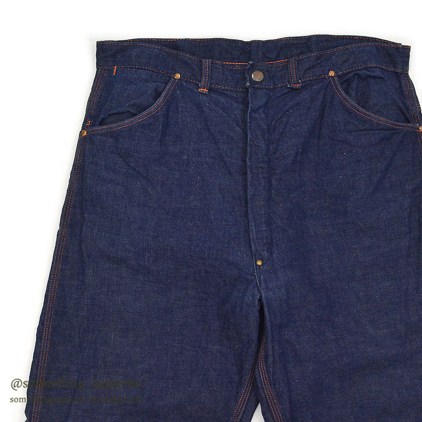 1950's UNKNOWN DOUBLE KNEE DENIM PAINTER PANTS / FLANNEL LINED ... W33/L30