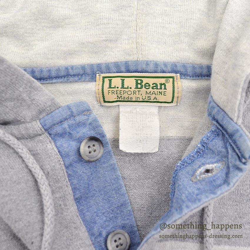 1980's LLBEAN STRIPED COTTON SWEAT HOODIE... L-TALL