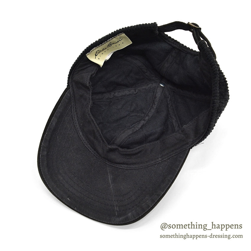 1990's EDDIE BAUER QUILTED CORDUROY CAP / BLACK...