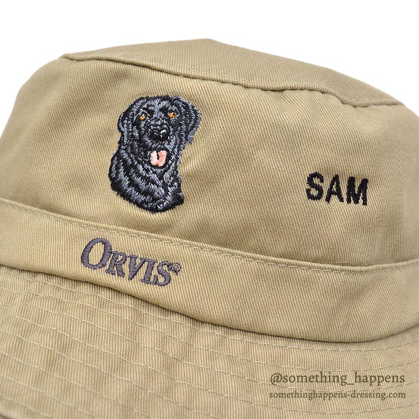 1990's ORVIS DOG EMBROIDERY HAT / TAN... L/XL