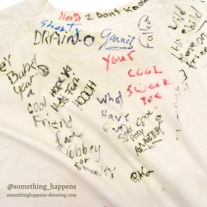 1970's FRUIT OF THE LOOM HAND MESSAGE AND DRAWN T-SHIRT ... M