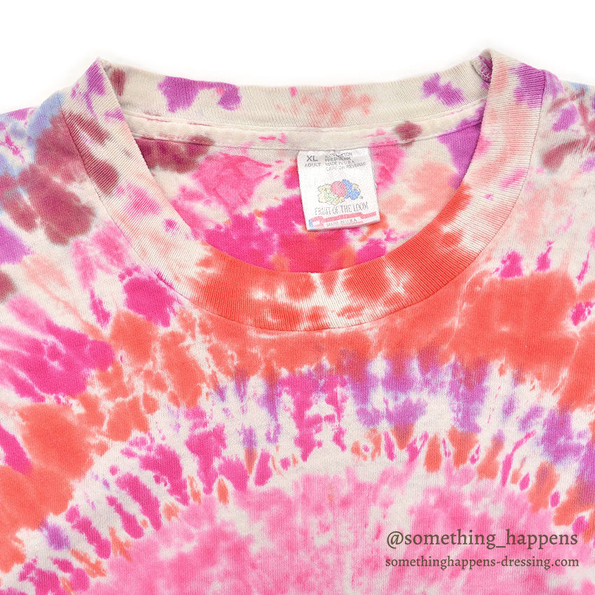 1990's FRUIT OF THE LOOM SMILEY FACE TIE DYE T-SHIRT / AWESOME COLOR ... XL