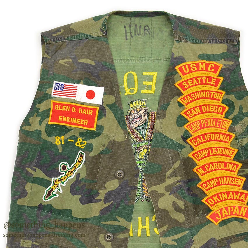 ~1980's USMC OKINAWA EMBROIDERY TOUR VEST / HEAVY EQUIPMENT MECHANIC...