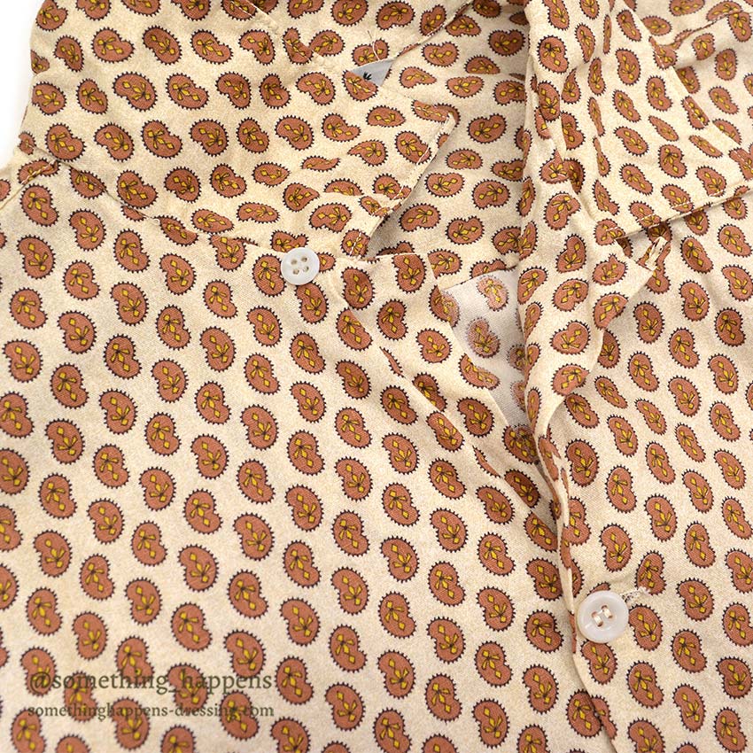 1960's KEY WEST PAISLEY-LIKE PATTERN SHIRT / BROWN ... M