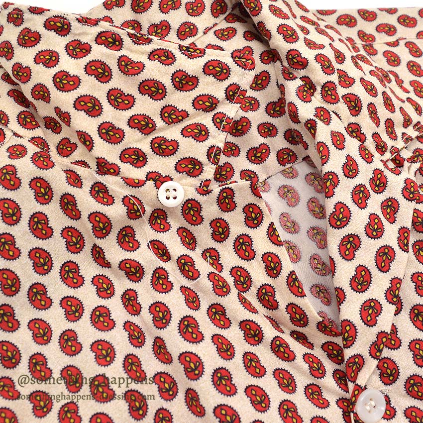 1960's KEY WEST PAISLEY-LIKE PATTERN SHIRT / RED... M