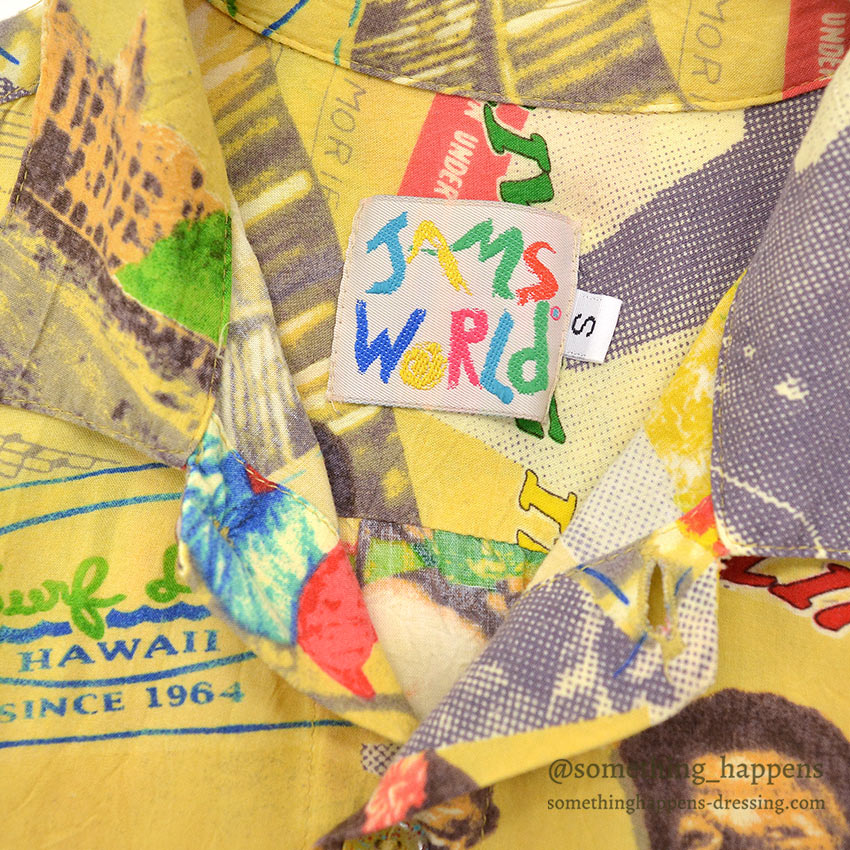~1990's JAMS WORLD POP ART RAYON ALOHA SHIRT...S