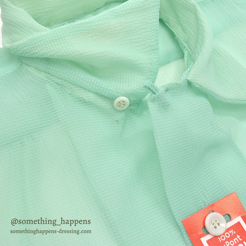 1950's~ DEADSTOCK DU PONT NYLON SEERSUCKER S/S SHIRT / MINT GREEN ... M