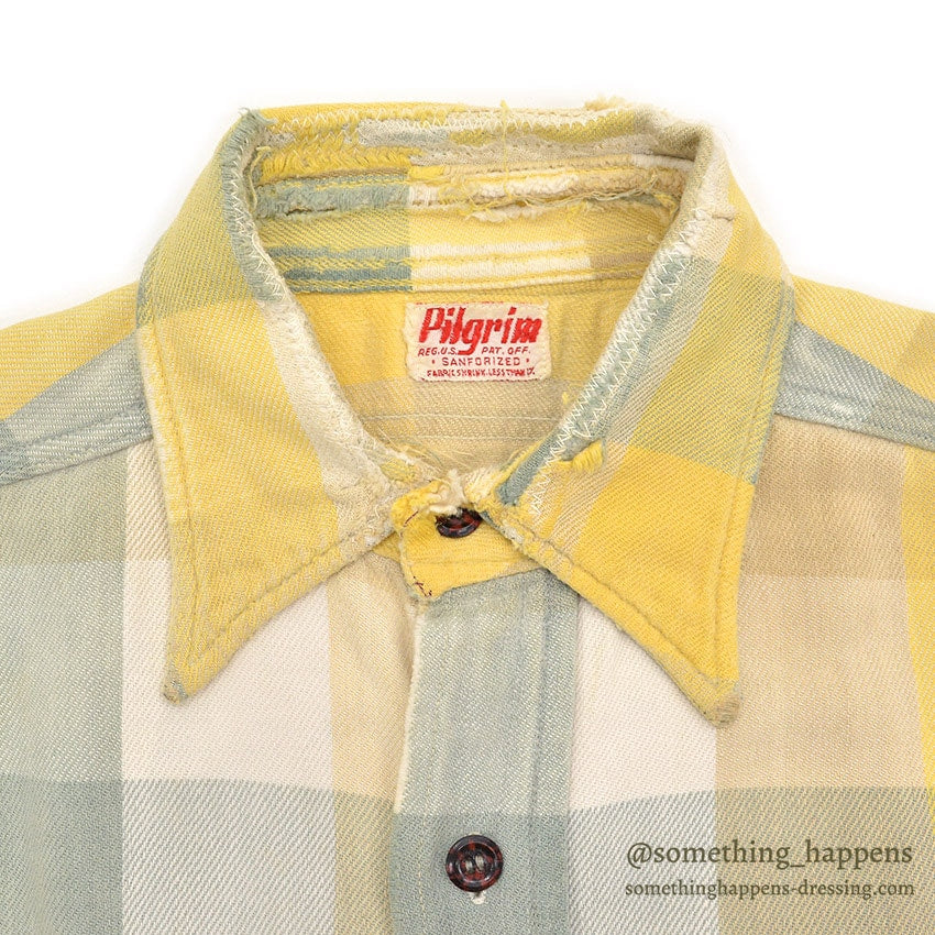 1950's PILGRIM BLOCK PLAID FLANNEL VEST / CUT OFF...