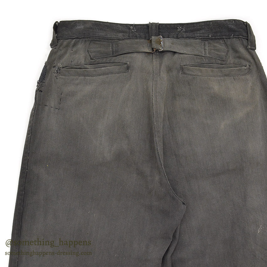 1930's BLACK FRISCO PANTS BACKLE BACK / HEAVY COTTON... W31/L29