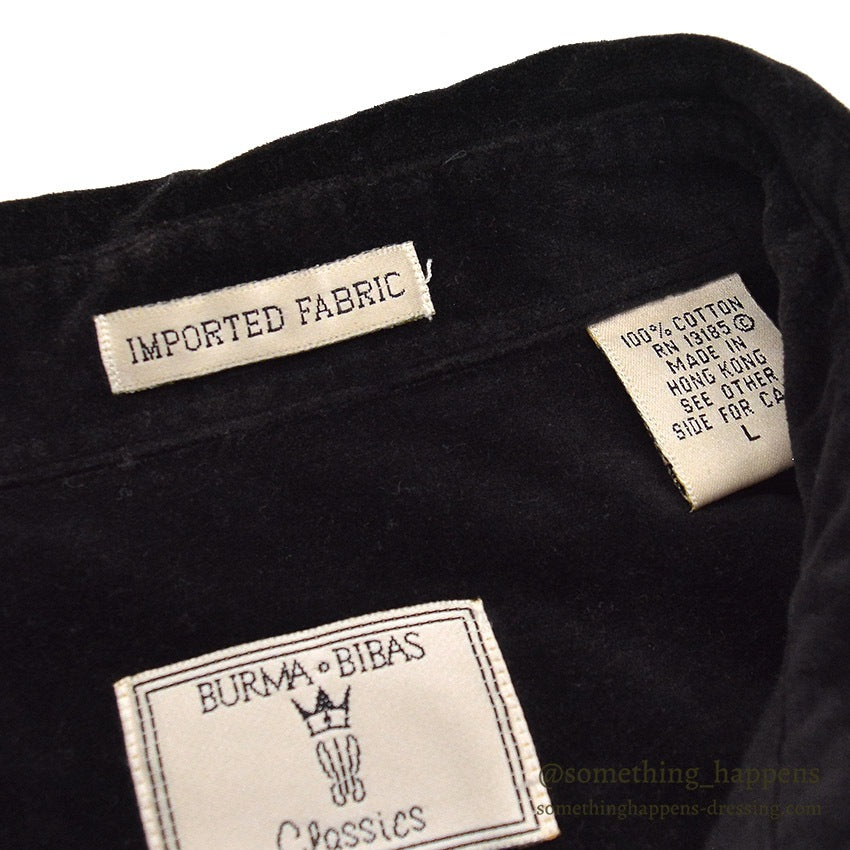 1980's~ BURMA BIBAS BLACK VELOUR SHIRT ... L