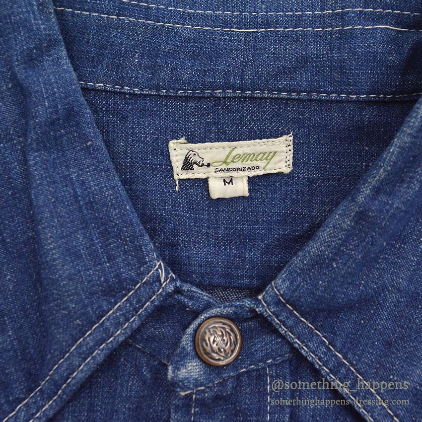 1970's LEMAY MEXICAN HIPPIE EMBROIDERED DENIM SHIRT ... M